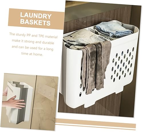 Miniatura 3 de Cabilock Cesta de lavandería de mimbre resistente cesta de lavado delgada