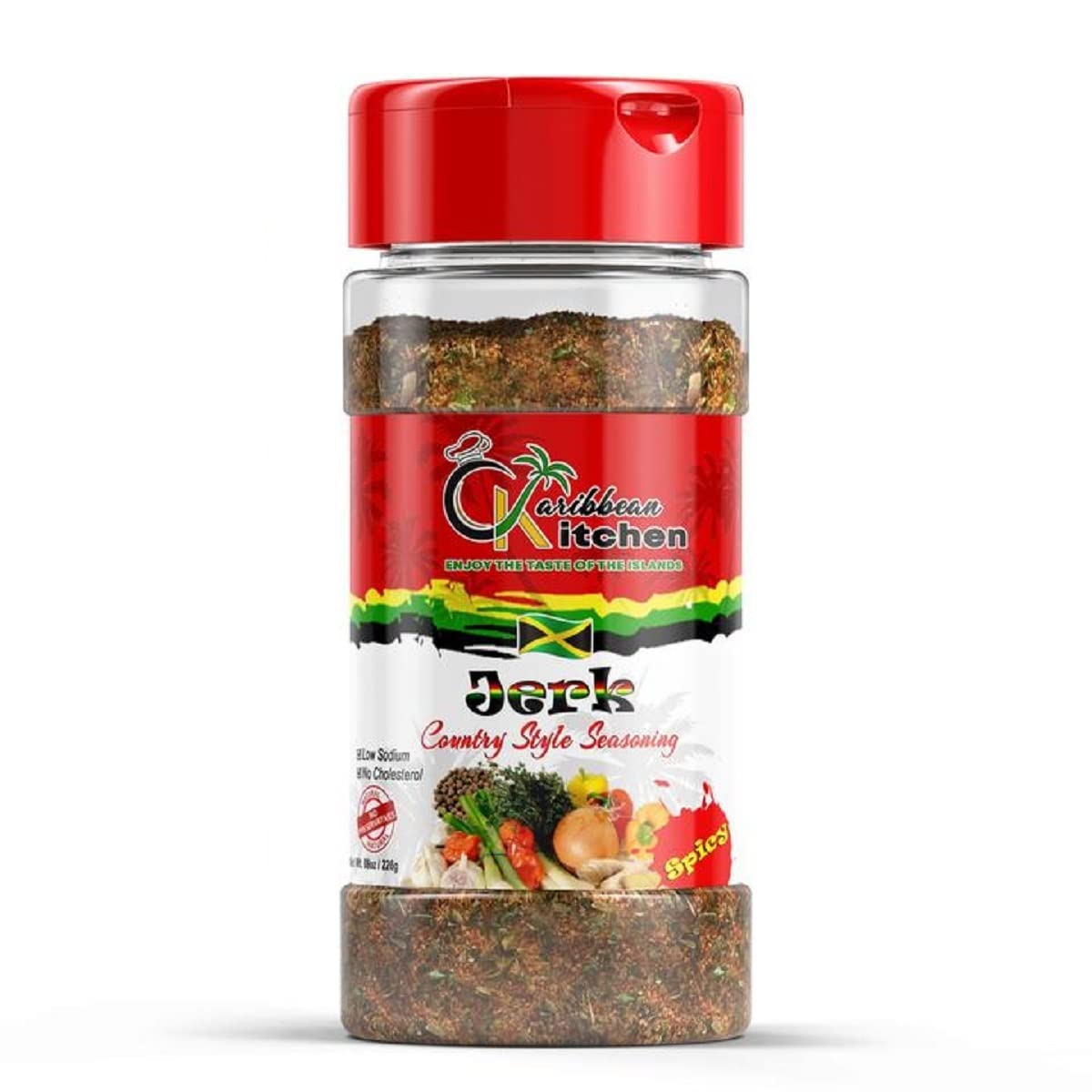 Caribbean Kitchen HOT Jerk Seasoning (4 Oz) 100% Authentic Premium Jamaican Seasoning | Healthy Gourmet Spice Blend for All Foods - Kosher, Low Sodium, Non-GMO, No MSG, Gluten-free, Vegan, Health and Wellness Approved.