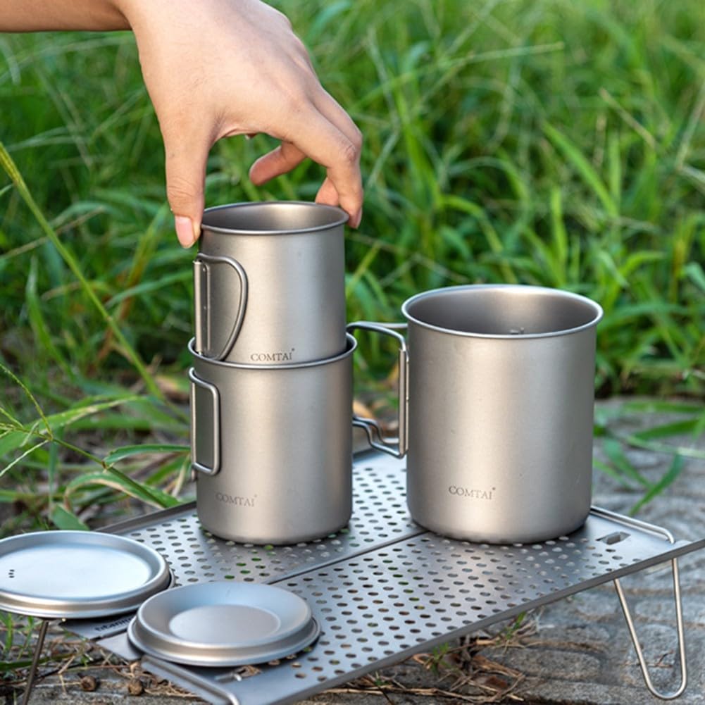 Tragbare Kaffeetasse, leichtes Campinggeschirr für Outdoor-Abenteuer, ideal zum Messen von Getränken, mit faltbaren Griffen für einfache Lagerung (450 ml (450 ml + 750 ml)