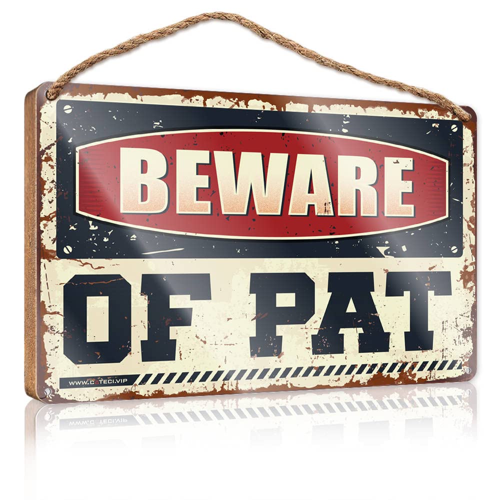 FZFN Decor Signs Beware Of Pat Wooden Sign Wood Plaque Sign Front Decorative Wooden Sign(15X28CM)