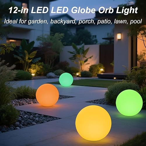 Miniatura 4 de Luz LED de bola brillante de 12 pulgadas con control remoto, luz nocturna LED de orbe de globo para niños y adultos, recargable regulable RGB que