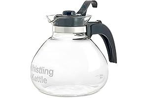 Borosilicate Glass Kettle Stovetop: 12 Cup/48oz German Glass Electric Tea Kettle with Whistling