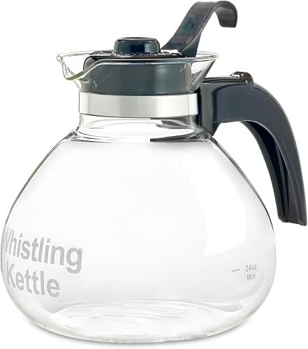 Borosilicate Glass Stove Top Whistling Tea Kettle - 12 Cup/48oz