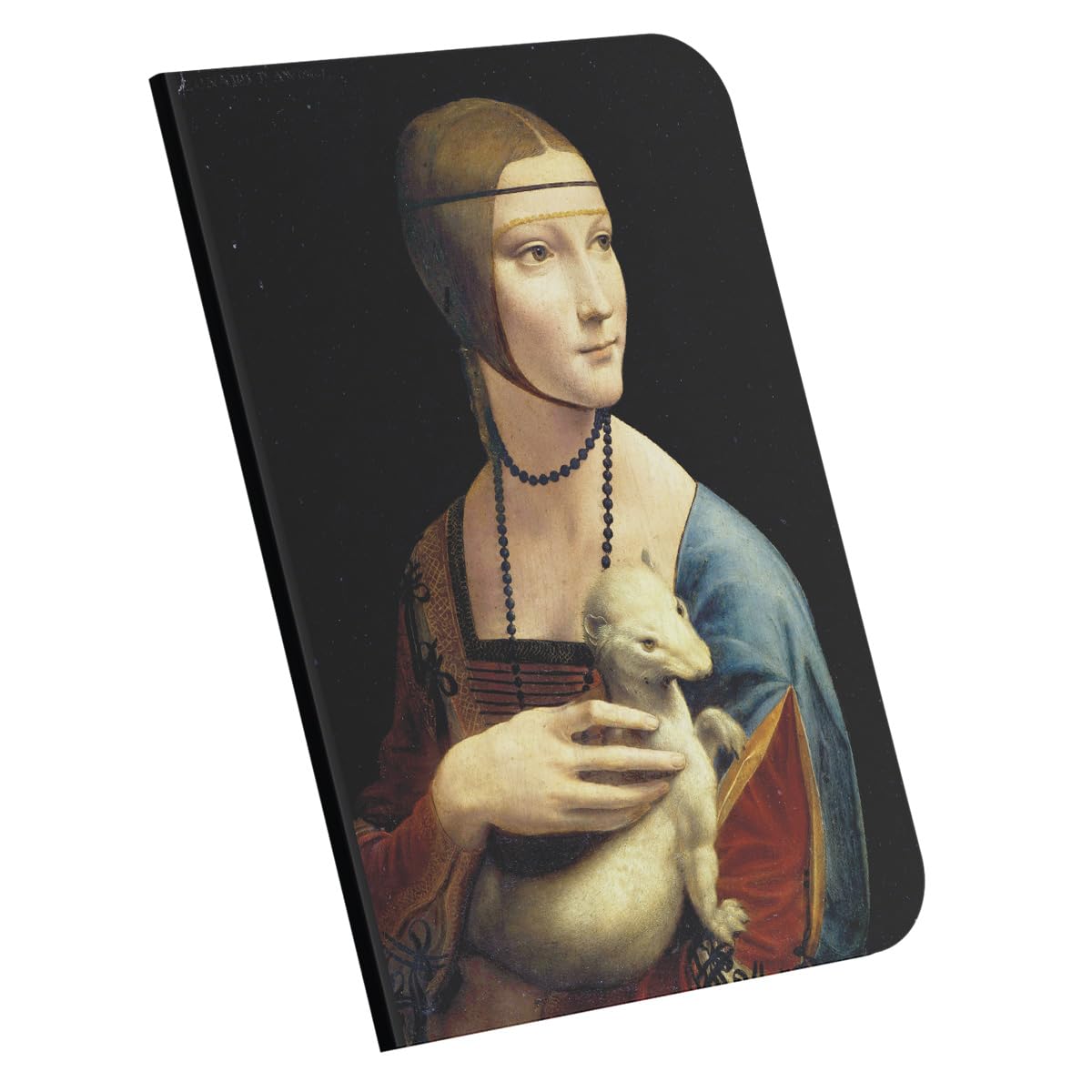 Retronote Lady with an Ermine, Da Vinci 1490, A4 Notebook VIII, Unlined, Total 64 Pages, Wire Stitching, Flexible Cover, Oval Edge, Canvas Texture, 60 grams, Yellow Cream, 21x29.7x0.5cm