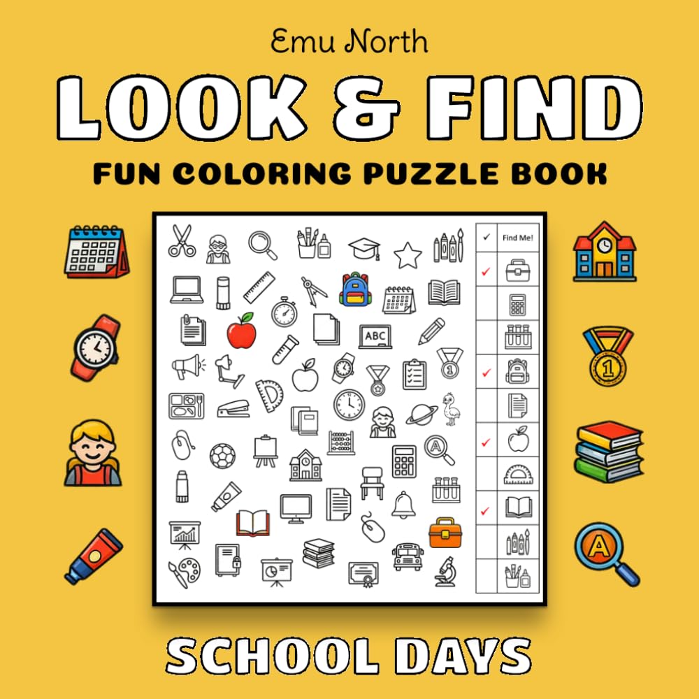 Look and Find: School Days - Fun Coloring Puzzle Book [USA] (Look and Find Books)