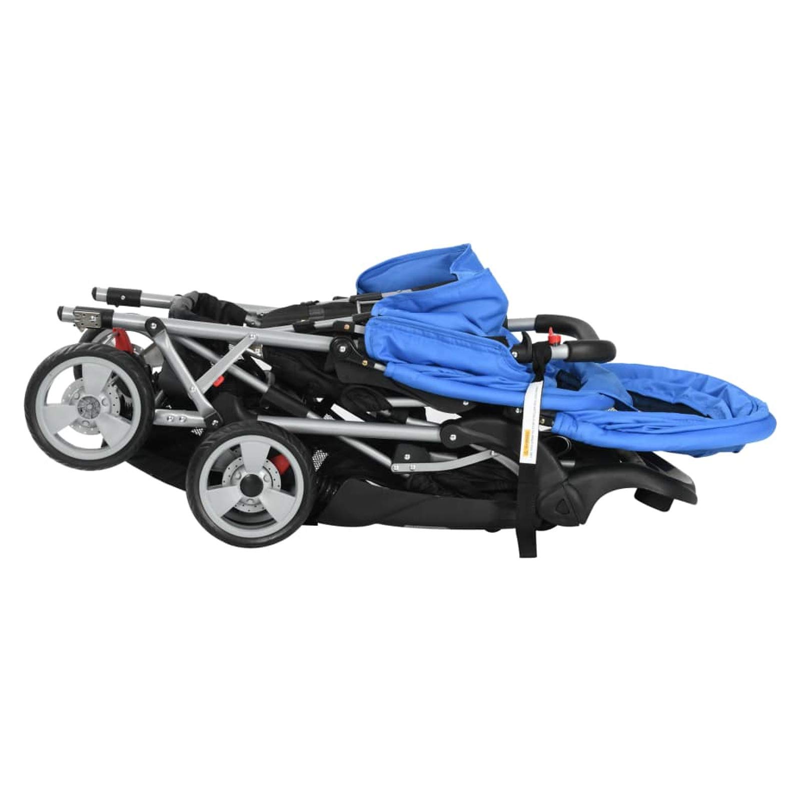 Carrito para dos bebé, MOONAIRY Cochecito Bebe, Coche Bebe, Baby Stroller,s tandem azul y negro de acero