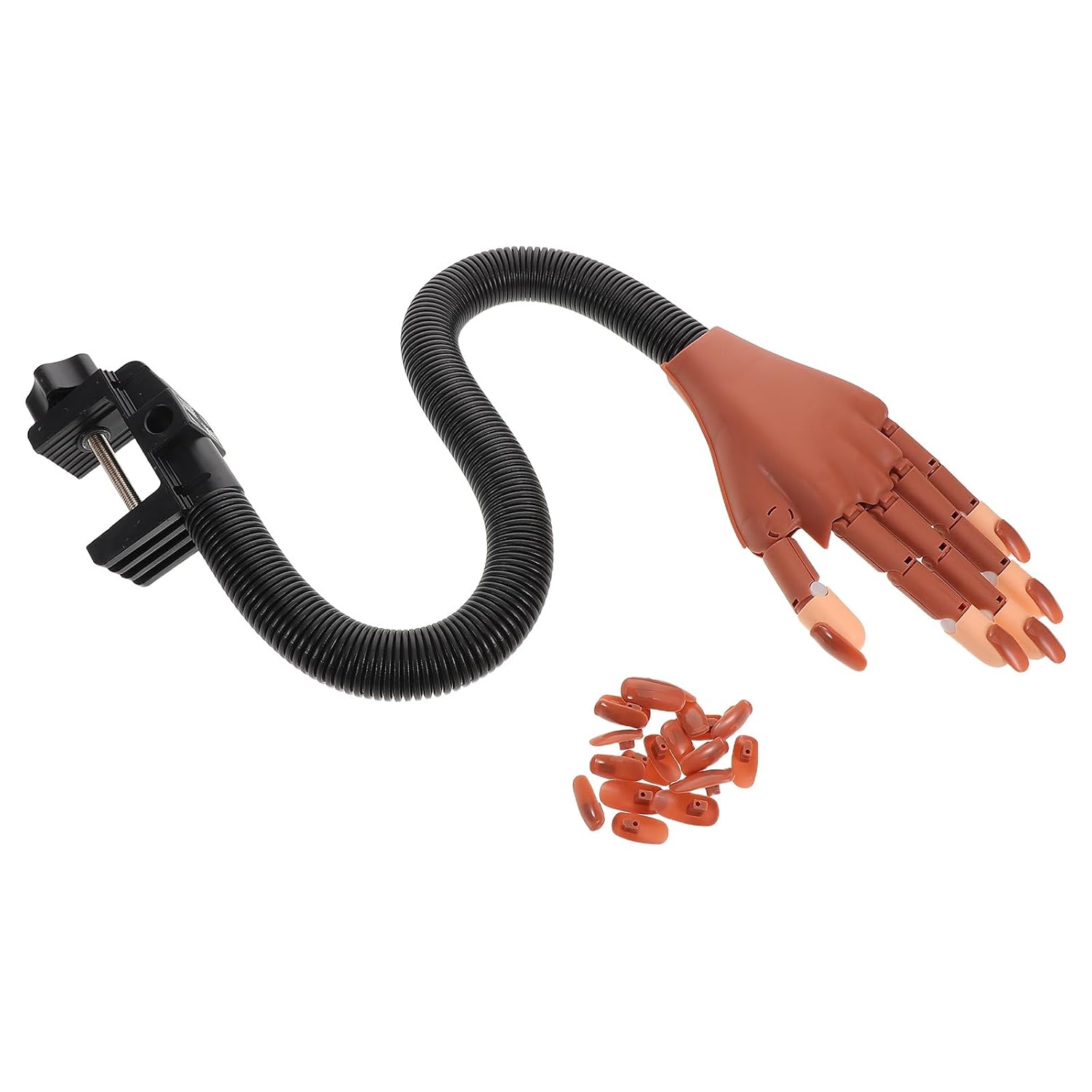 Flexible Nail Practice Hand with Bendable Joints and 10 Acrylic Nail Tips Movable Fake Hand and Manicure Practice Suitable for Beginners and Salon Use