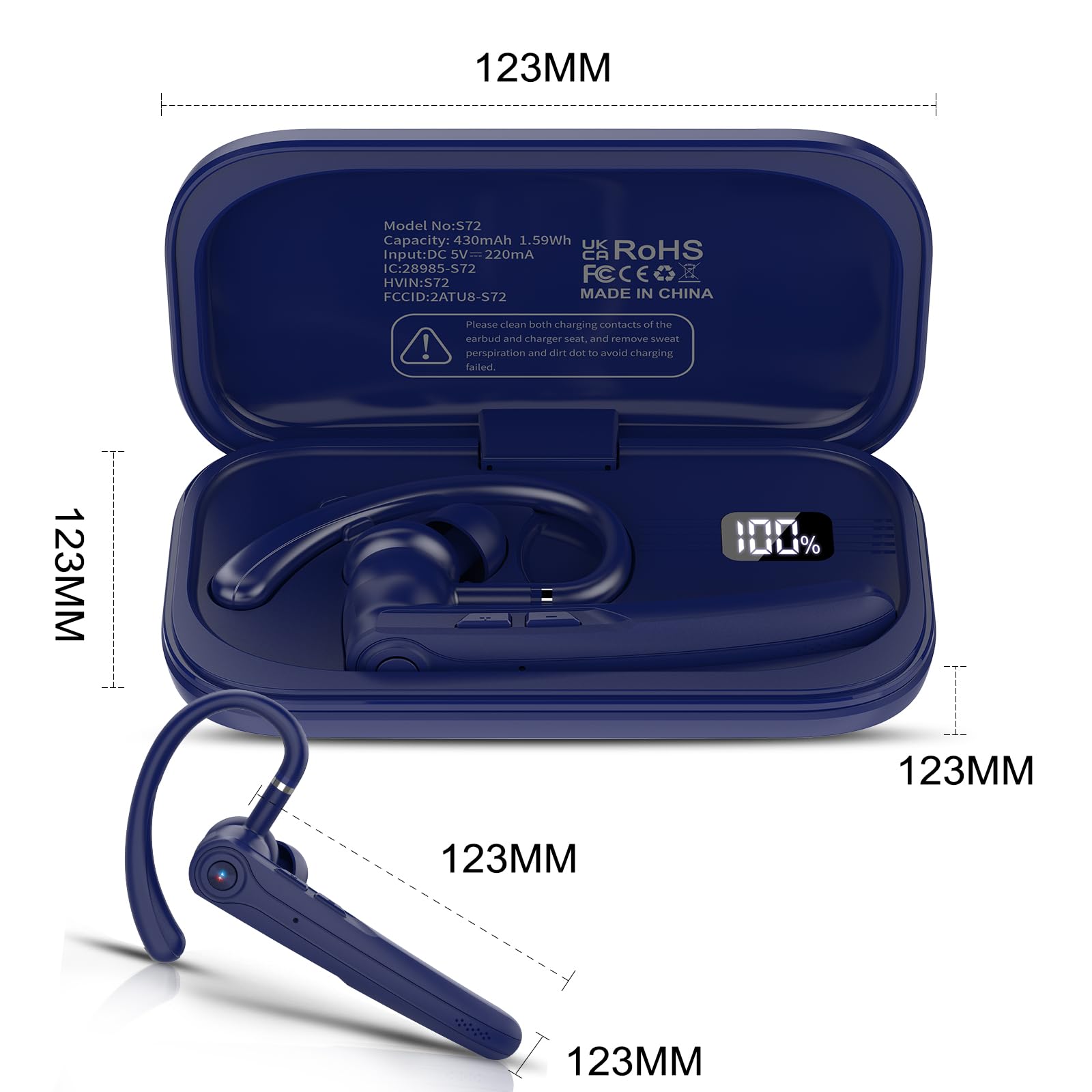 Casque Bluetooth V5.4 sans fil mains libres avec CVC 8.0 et double microphone ENC, écouteurs Bluetooth sans fil avec 25 heures de temps de conversation, 120 h de veille, pour la conduite, le bureau