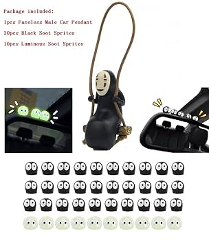 Soot Sprite 20 PCS Colorful Luminous S Car Decor Set Rearview Mirror And Dashboard Accessories For Cute