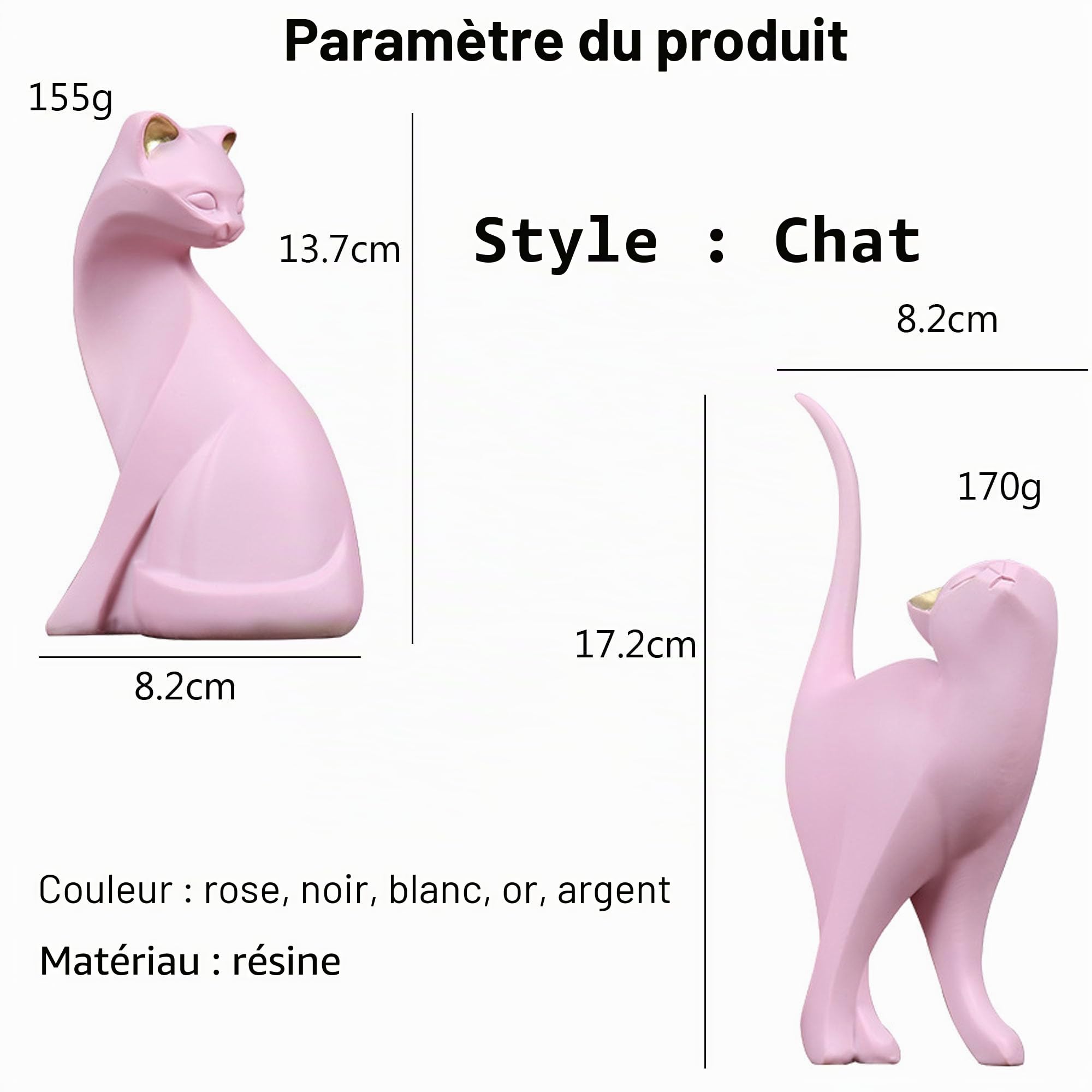 Moderne Statue Decoration Interieur, Animal Compagnie Ornements Sculpture Abstraite, Chaton Sculptures Décoratives, Moderne Accessoires Décoration Statuette Resine, Cadeaux Amoureux Chats (argent)