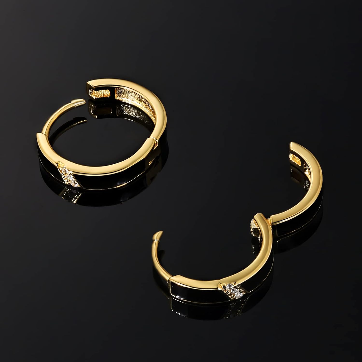 KRKC&CO Hoop Earrings Men, Sterling Silver, Birthday Summer Gift for Men, 14K/White Gold Plating, Hypoallergenic, Curved Face Hip Hop Rapper, Jewerly for Women - Image 5