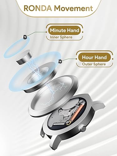 Miniatura 5 de EUTOUR Reloj de pulsera para mujer, magnético, minimalista, unisex, reloj de cuarzo suizo con esfera de acero inoxidablecuero de 1.417 in