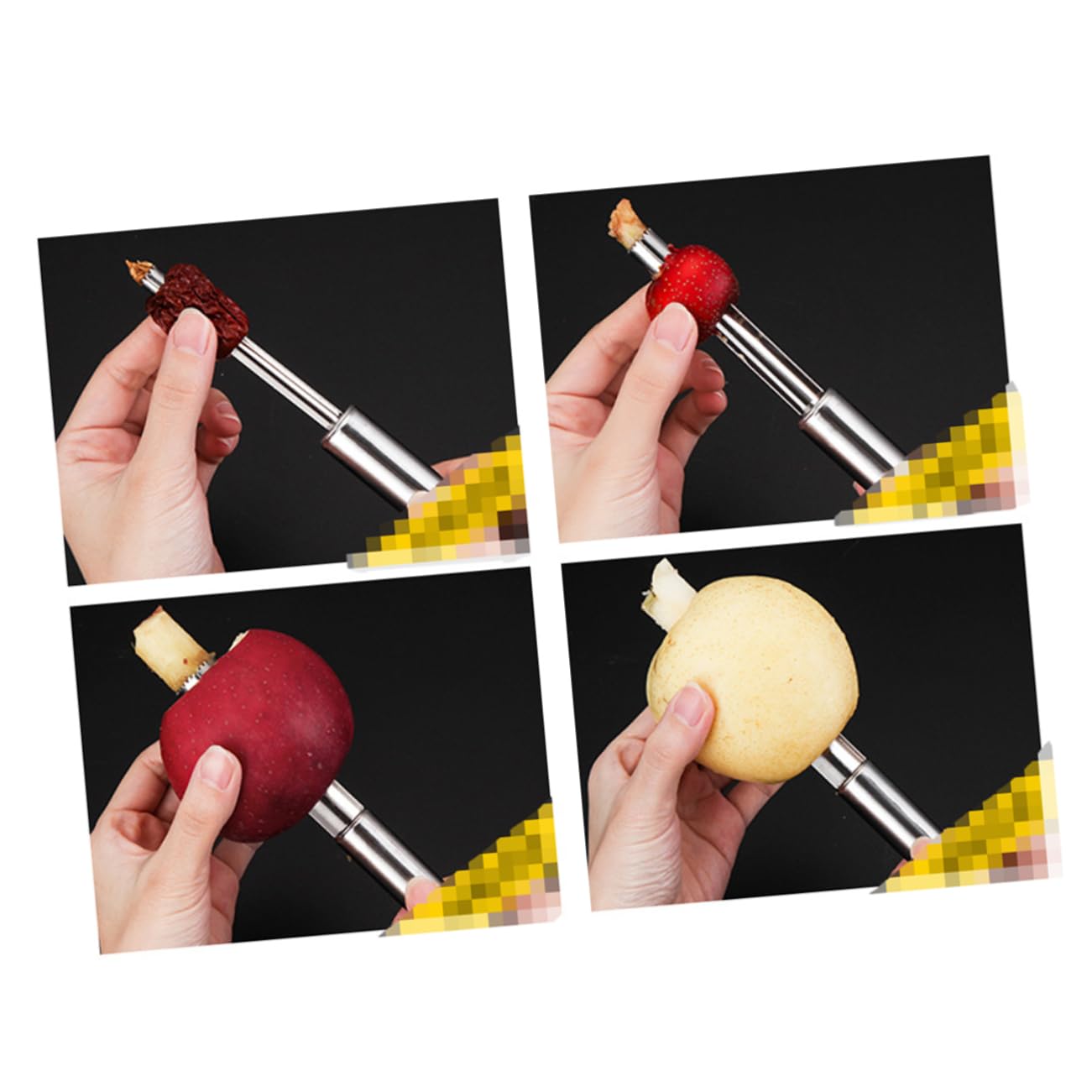 SOLUSTRE 5pcs Stainless Steel Fruit Core Remover Versatile Apple Cherry Dates Jujube Pitter Kitchen Tools for Removal Includes for Various Fruits