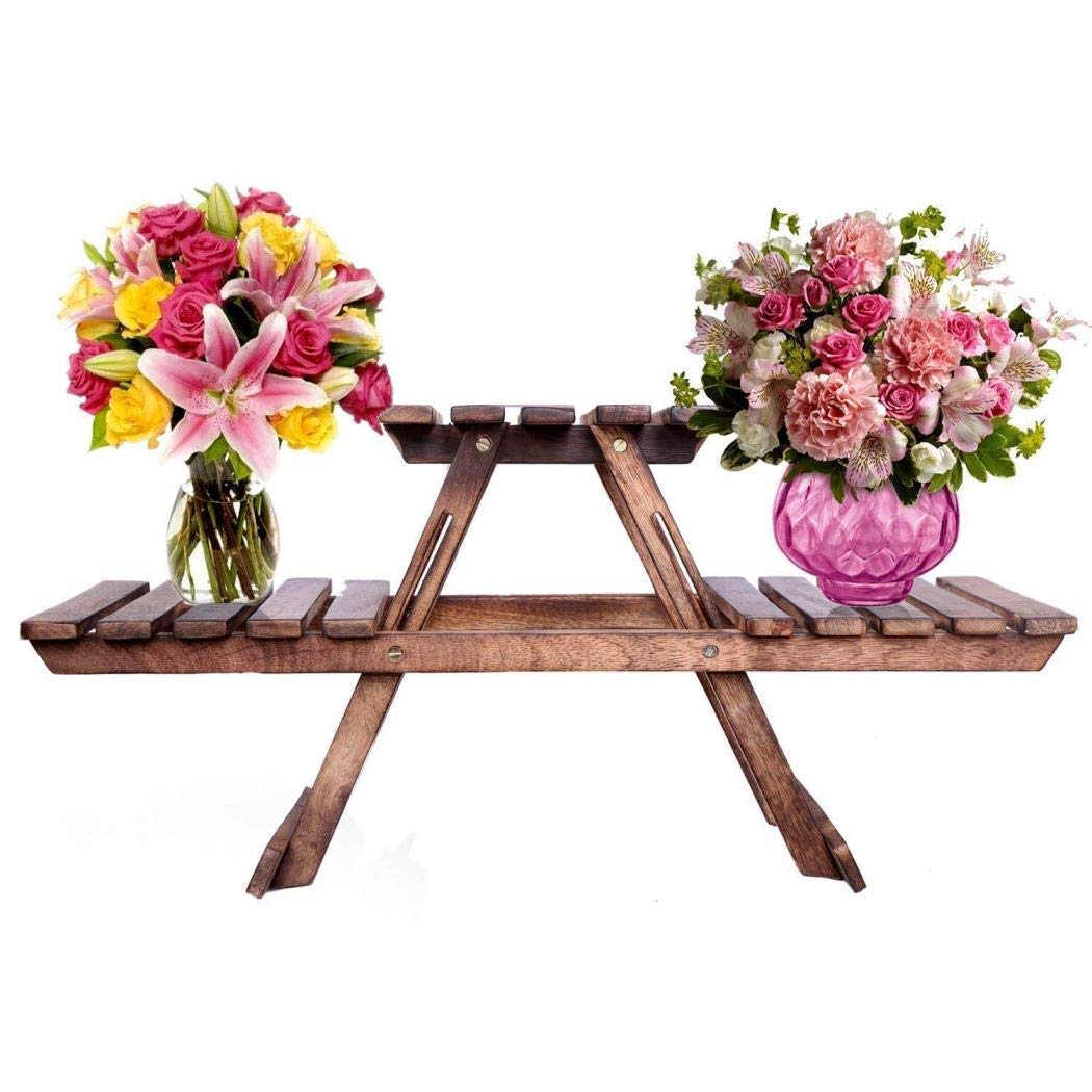 Stylish Art Maker Wooden Plant Stand for Balcony Living Room Indoor Outdoor Plant Stand Foldable Display Rack Storage Rack for Patio Garden Yard (3 Tier, Brown) (B0B8N9LGZ6) Amazon Price History, Amazon Price Tracker