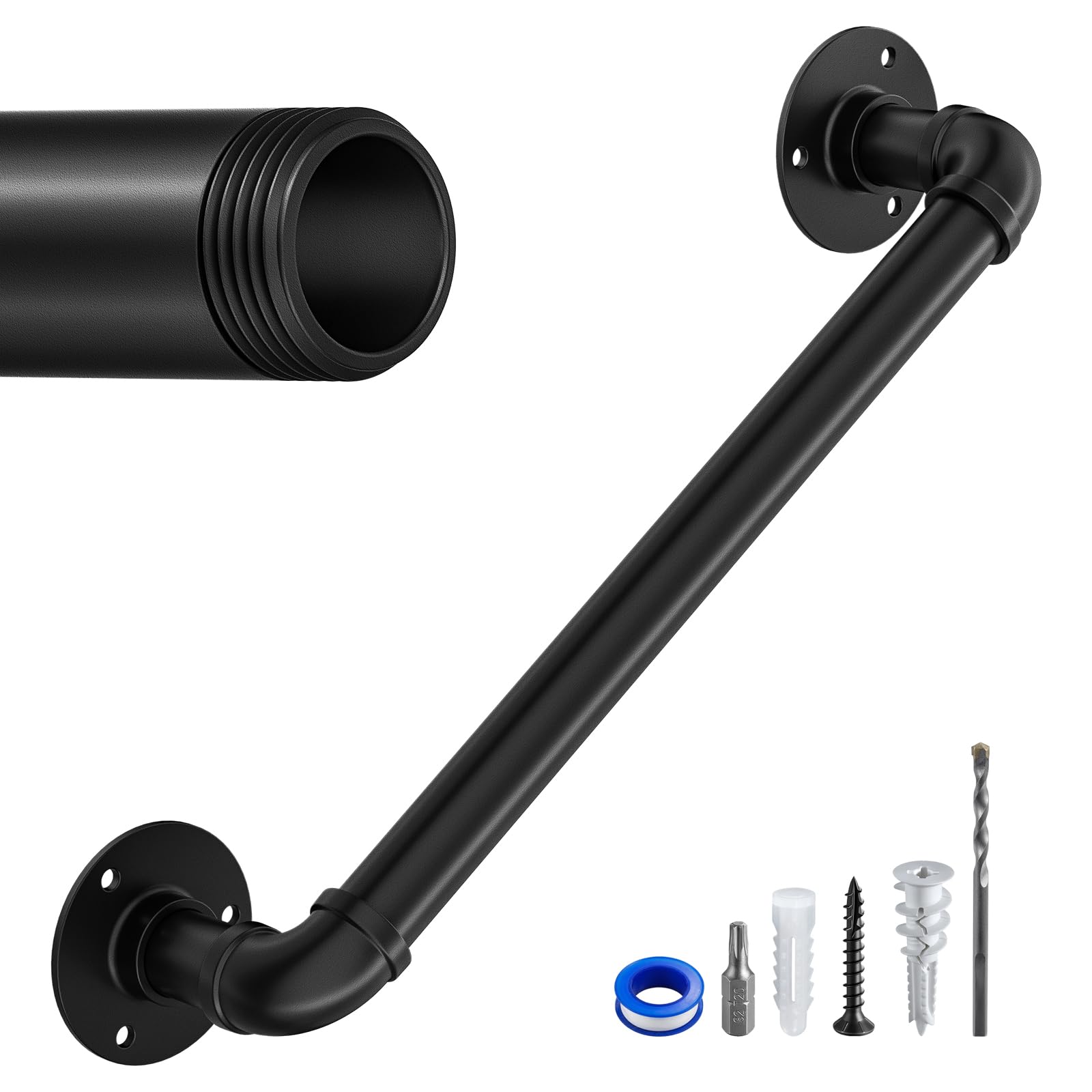 Staircase Handrails,Wall Hand Railing,Black,2FT