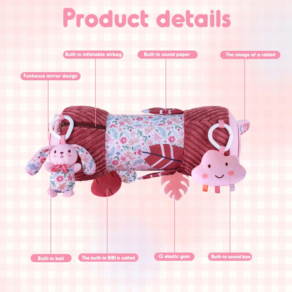 RNPKZ Tummy Time Pillow for Babies Tummy Time Roll with Integrated Rattle & Squeaker - Image 3