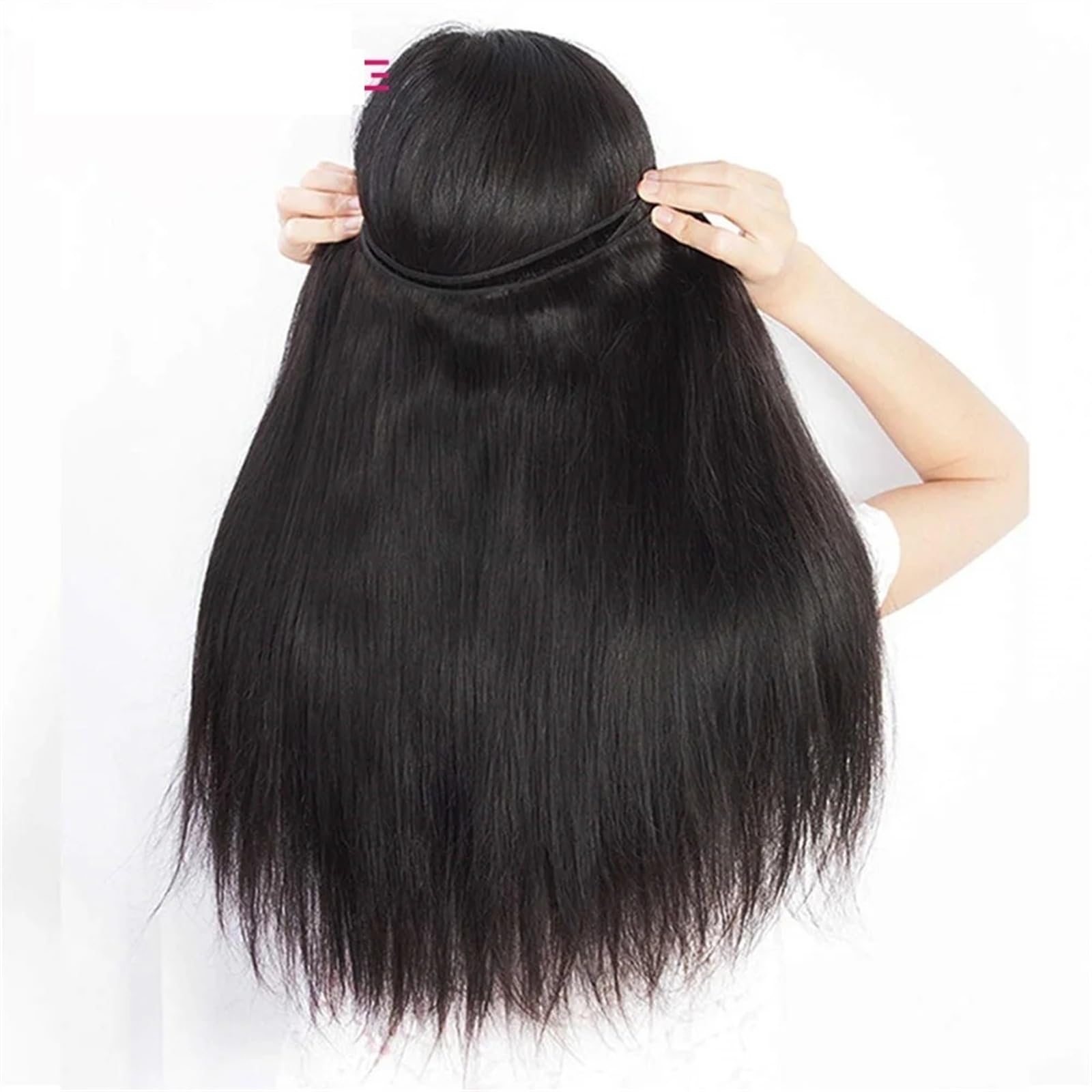 Bundles Fasci lisci ossei con chiusura Estensione del tessuto dei capelli umani di brasiliani colore naturale frontale for donne nere Acconciatura estensioni(13" x 4",24 24 24with20)
