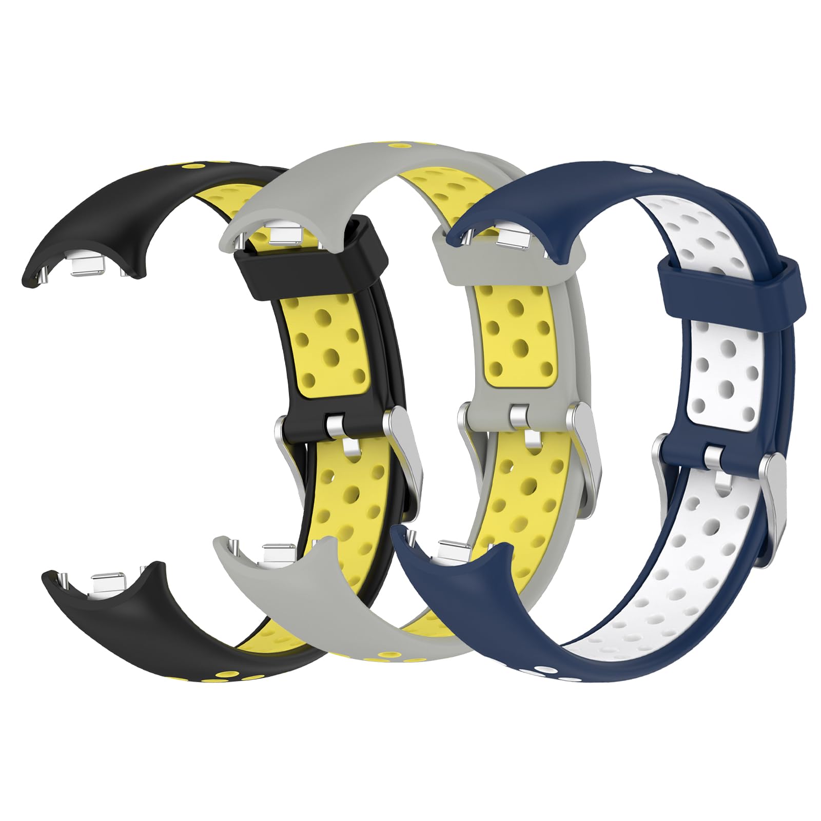 BDIG – Lot De 3 Bracelets Bicolores En Silicone Pour Xiaomi Mi Band 9 Et 8, Respirants, Réglables De 139 à 220 Mm