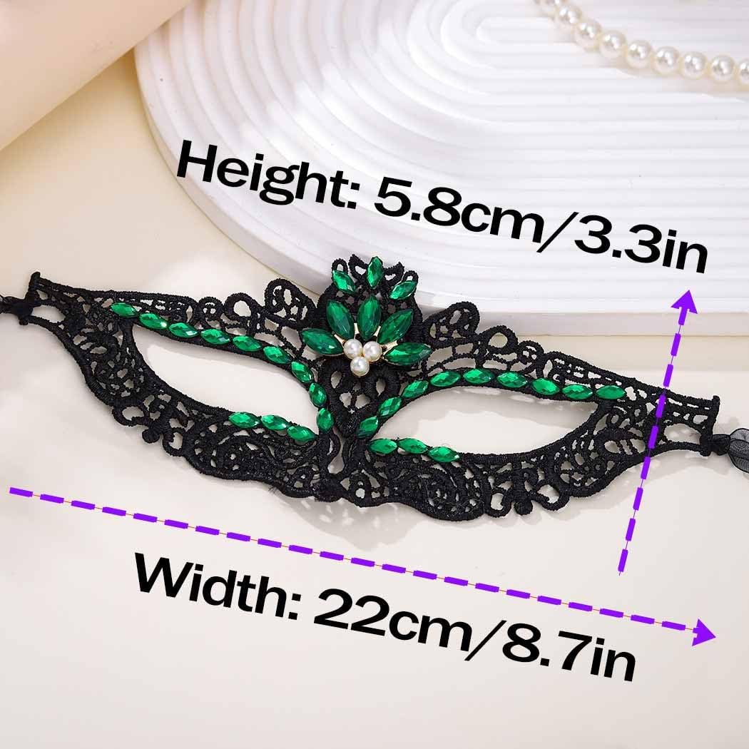 Yalice Black Masquerade Lace Masks Women Eye Mask Sparkle Beaded Venetian Costume Accessories for Halloween Party