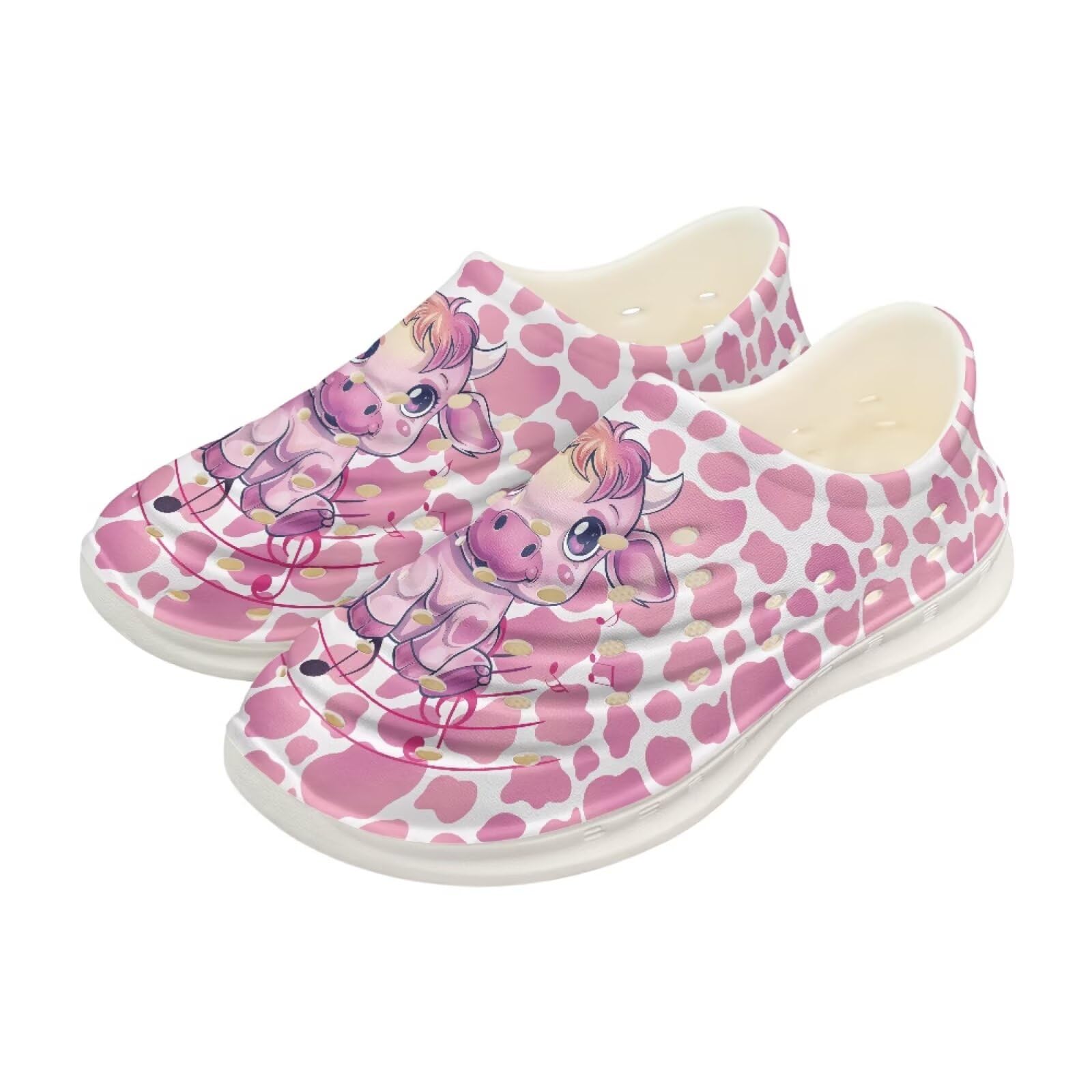 Watdotory Cute Cow Pink Print Water Shoes for Girls Boys Kids Swim Beach Summer Sandals Breathable Quick Dry for Outdoor Water Sports Pool