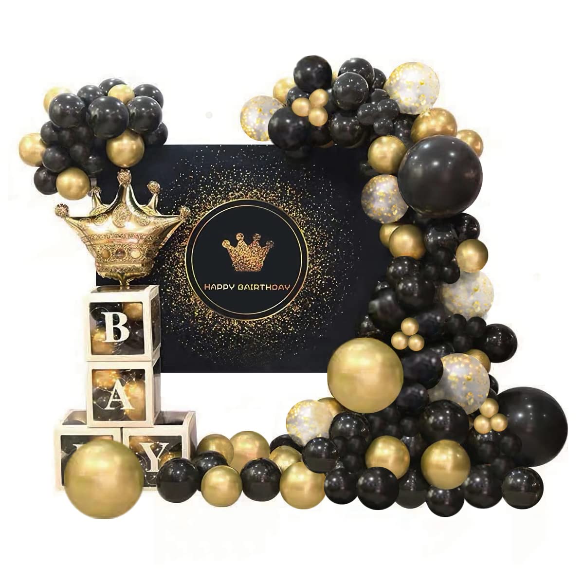Black And Gold Balloon Garland Arch Kit, Total 142 Pcs 18" 12" 10" 5" Latex Balloon Set for Shower Birthday Wedding Bachelorette Party Decorations Supplies — Amazon image 7