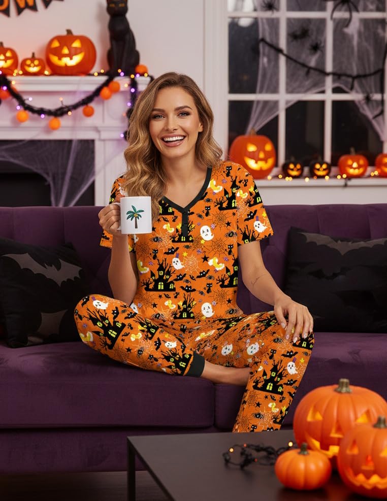 Image of Ekouaer Pajamas for Women Set 2 Piece Fall Sleepwear with Pockets