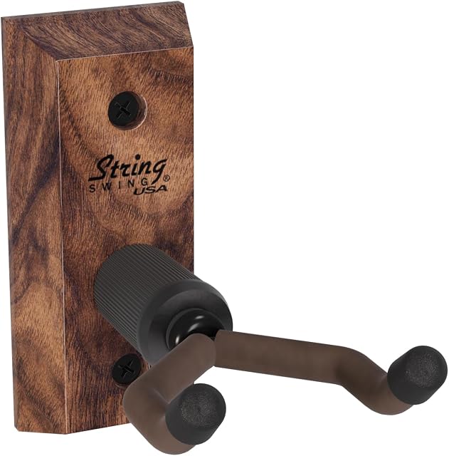 String Swing Support mural Ukulele pour Mandolin Ukele Concert Ananas Soprano Tenor et Baritone Kit alternatif de cas compatible pour la maison ou le studio - Bois franc de noyer noir CC01UK-BW