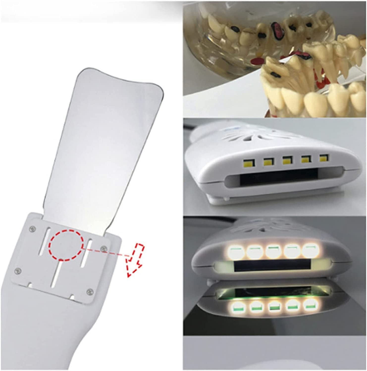 Fog-Free Intraoral Spiegel mit Griff, Dental Fotografie Spiegel, Dental Spiegel für Kieferorthopädie Led Double-Sided Reflektor, Dental Care Kit