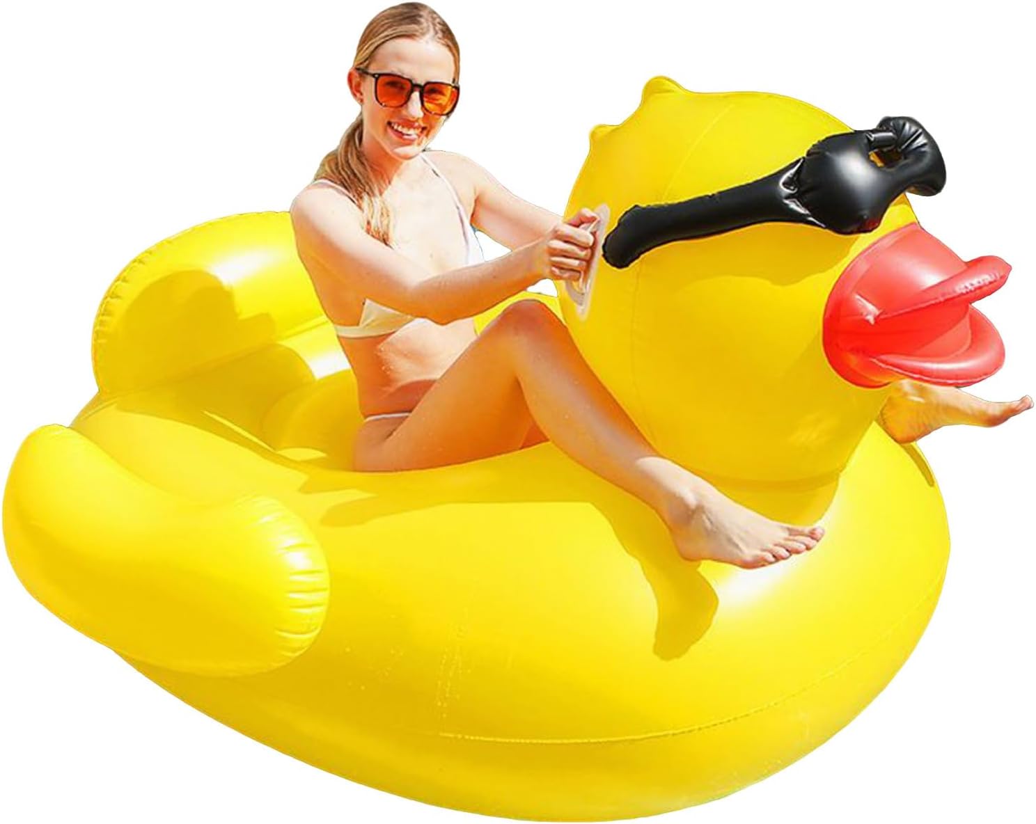 アヒルインフレータブルプールフロート - ビーチスイムリング、動物プールフロート|インフレータブルダックプールラウンジャー、水のおも