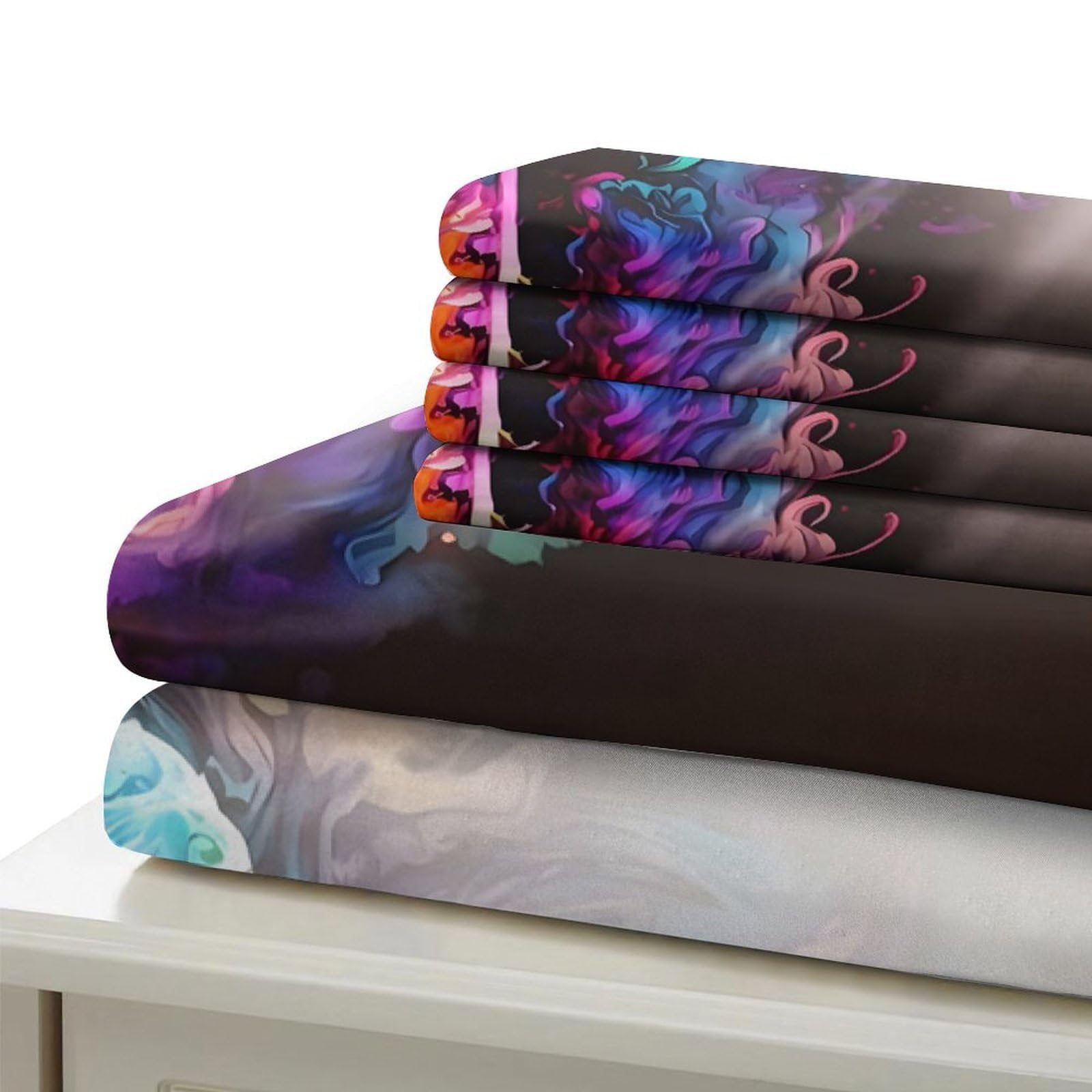 Spirituelle Kreuzkunst 3-teiliges Reines Polyester lebendiger Abstrakter Stil Bettbezugset, Versteckter Reißverschluss, Krippenbettwäsche, Babysicher & Gifffrei King（220x240cm）