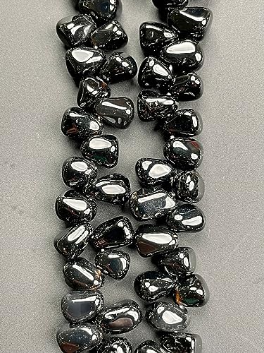 Perles onyx noir naturel en forme de larme pour création bijoux