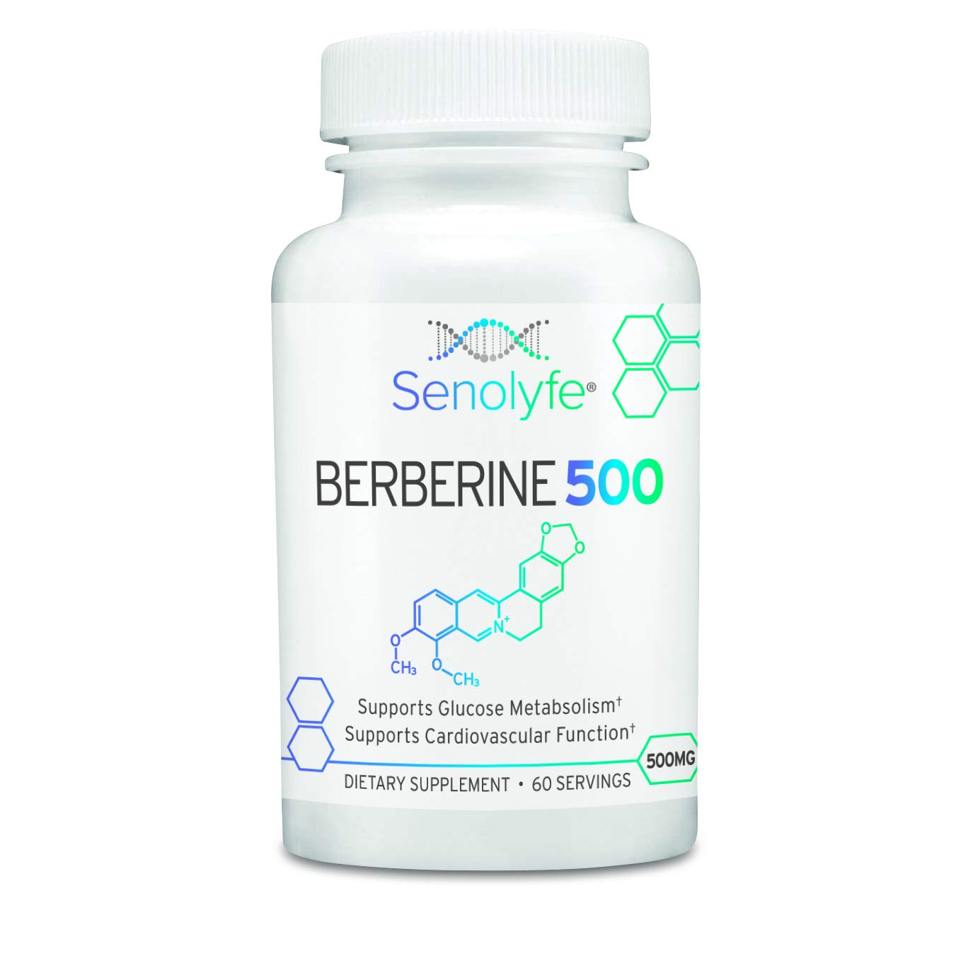 Berberine 500 | 500mg of 97% Berberine HCL - Glucose Metabolism, Cardiovascular Function & AMPK Activator - Anti-Aging & Longevity Support - 60 Servings