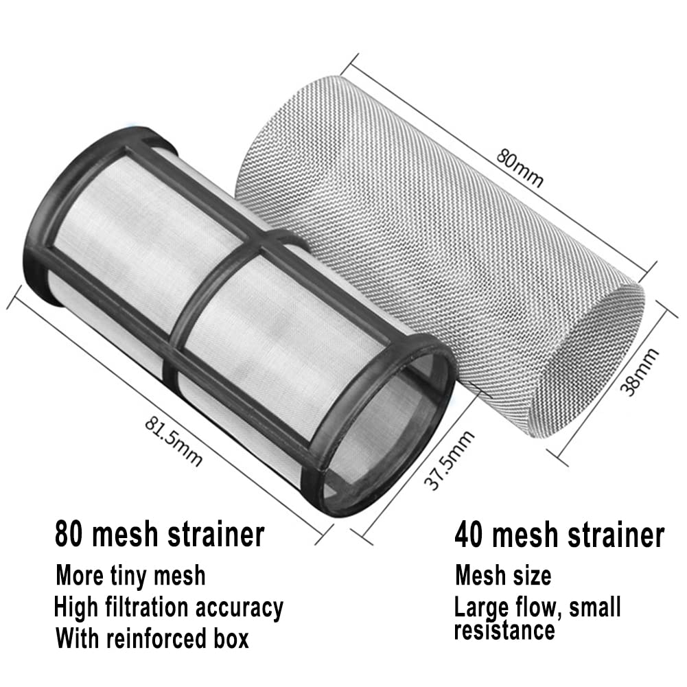 Filtro de Succión de Bomba de Agua, Filtro, colador Filtro de Bomba de Agua con colador de Acero Inoxidable de Malla 40/80(1INCH 80 Mesh)