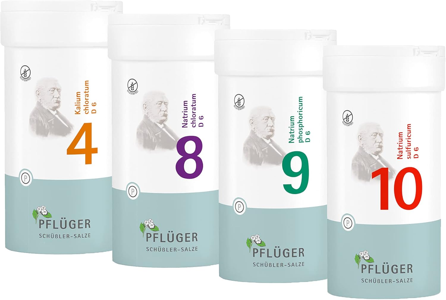 PFLÜGER Schüßler Salze StoffwechselKur Nr. 4, 8, 9, 10 je 400 Tabletten glutenfrei PFLÜGER Schüßler Salze StoffwechselKur Nr. 4, 8, 9, 10 je 400 Tabletten glutenfrei