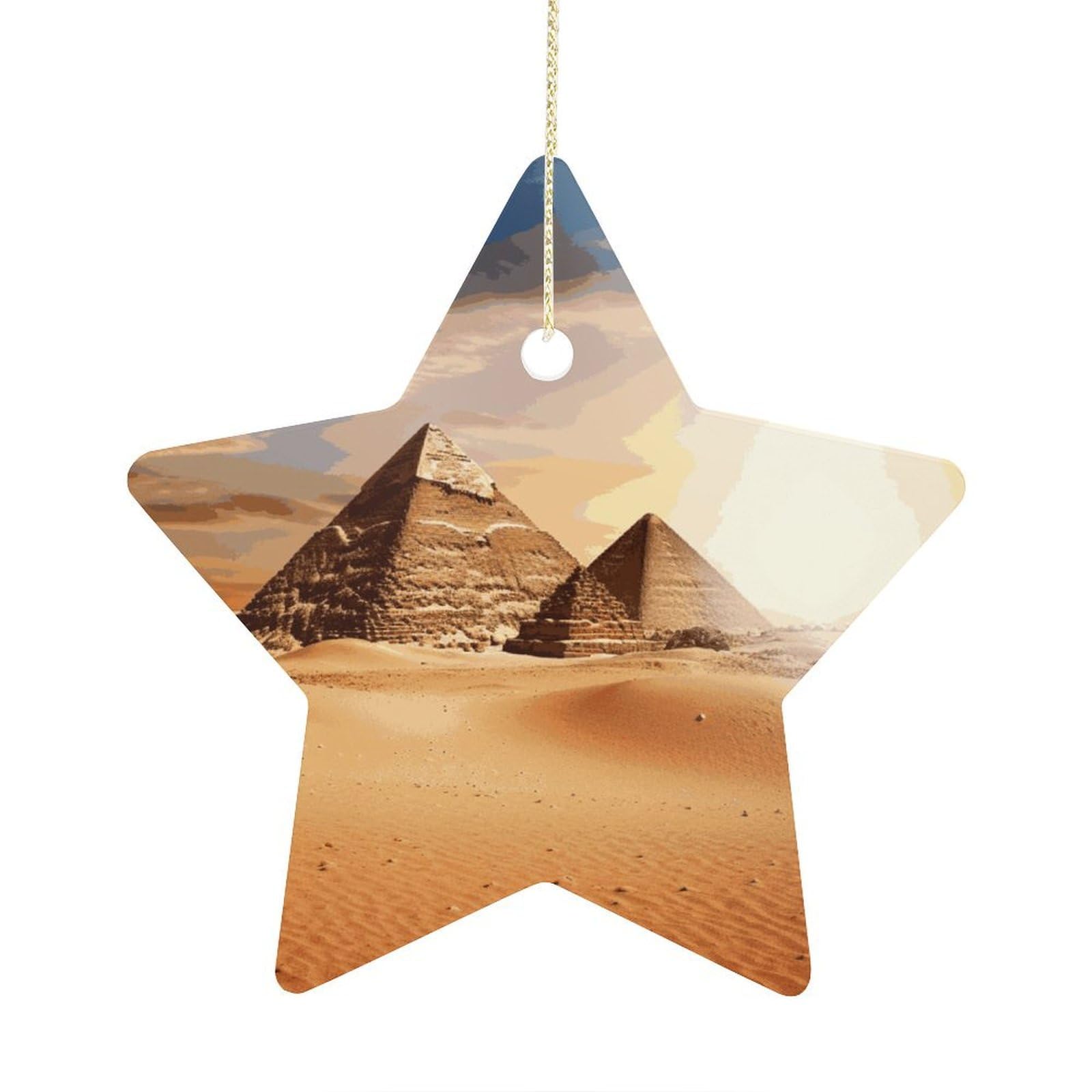 Fodpand Women's Style Egyptian Pyramid In Desert Ornament With String, Keepsake Hanging Decorations,Ceramic Ornaments For Men Indoor Home Holiday Party Gifts