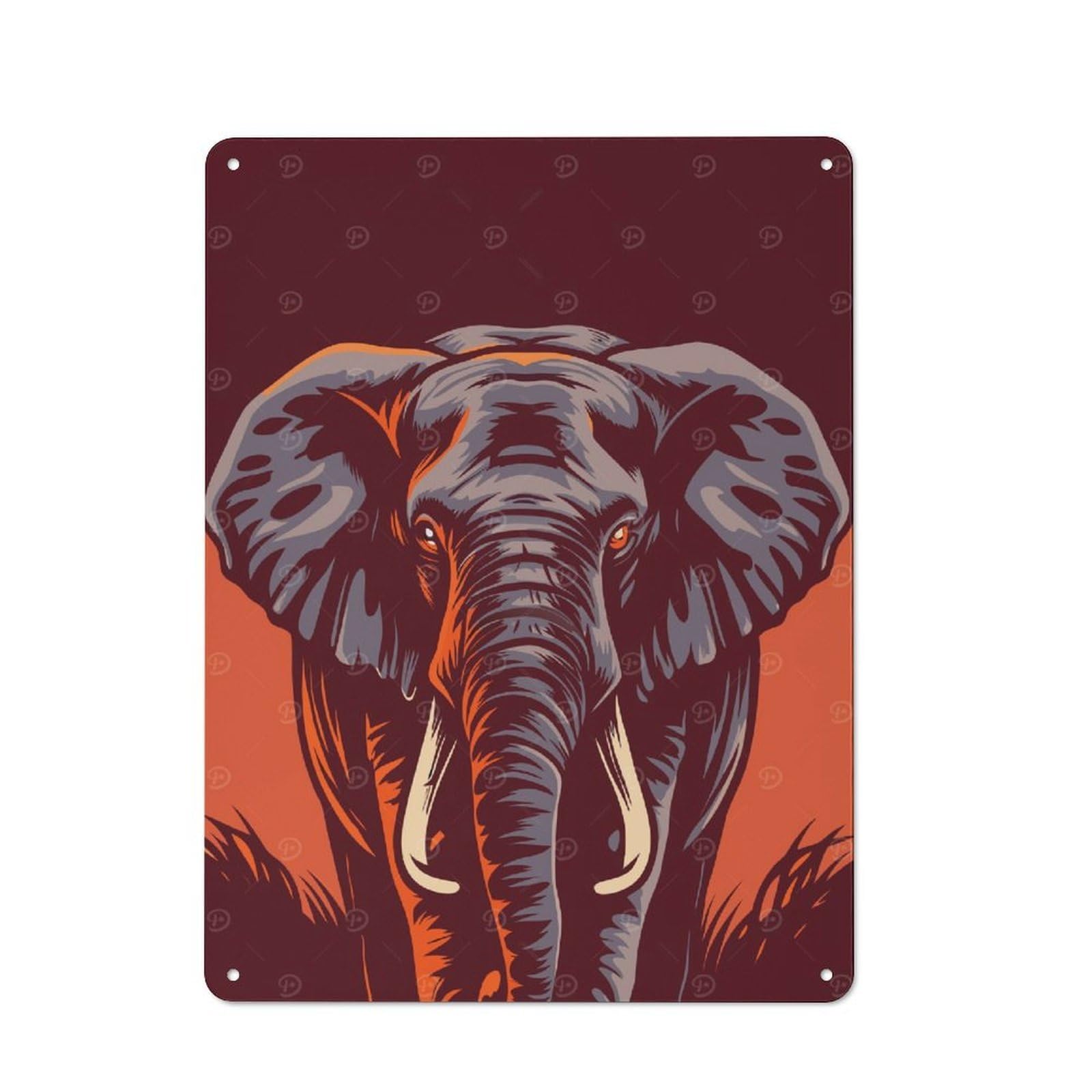 Junmoney Elephant Portrait Illustration For Café Or Restaurant, Vintage Metal Sign 40X30cm, For Vintage Wall Decor Fans, For Cafés, Pubs And Restaurants
