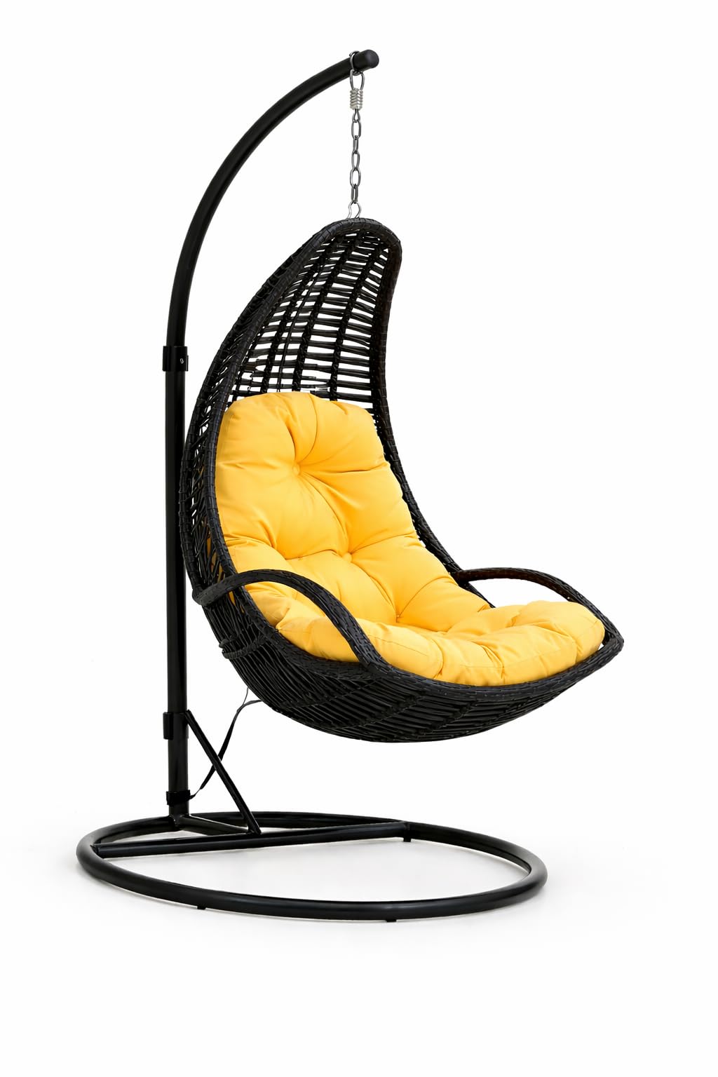 Soft Hanging Swing Chair Cushion | Thick Tufted Basket Chair Seat Pad with Back Support | Plush Polyester Fabric Cushion for Indoor Outdoor Hanging Chair (Yellow, 120 x 90 cm)-image-47