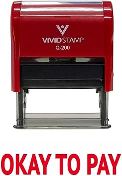 Okay to Pay Self Inking Rubber Stamp Red Ink - Medium