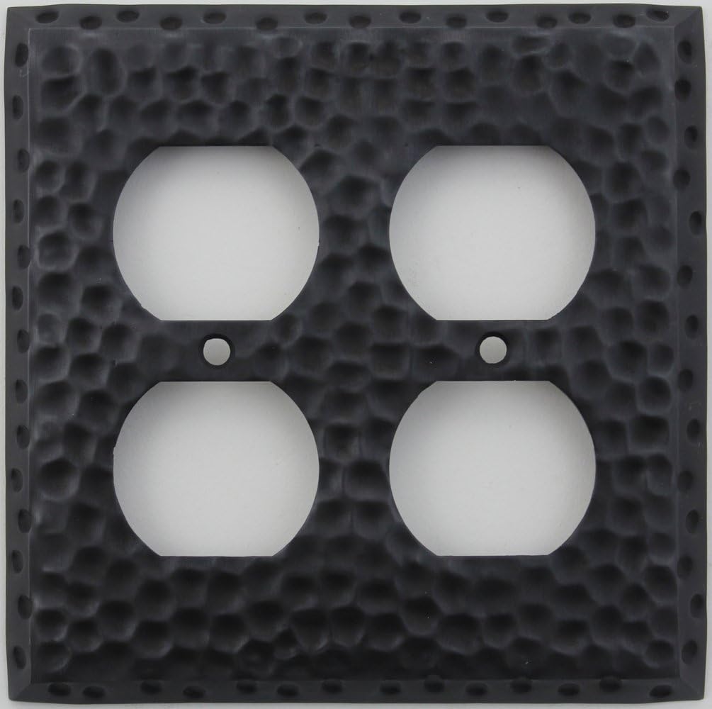 Classic Accents Hammered Matte Black Wall Plate - 2 Gang Duplex Outlets