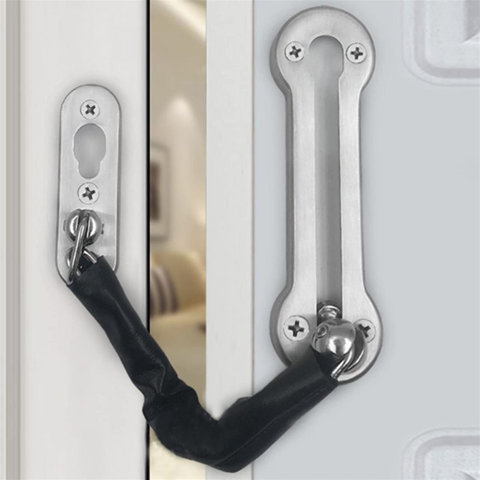 Catena antifurto da 2 Pezzi, bullone lucidato in Acciaio Inossidabile Spesso, Serratura Scorrevole di Sicurezza, ferramenta for Porta,