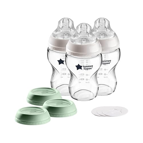 Tommee Tippee Closer to Nature - Biberones de vidrio convertible 3 en 1 válvula anticólicos 9 onzas 3 unidades