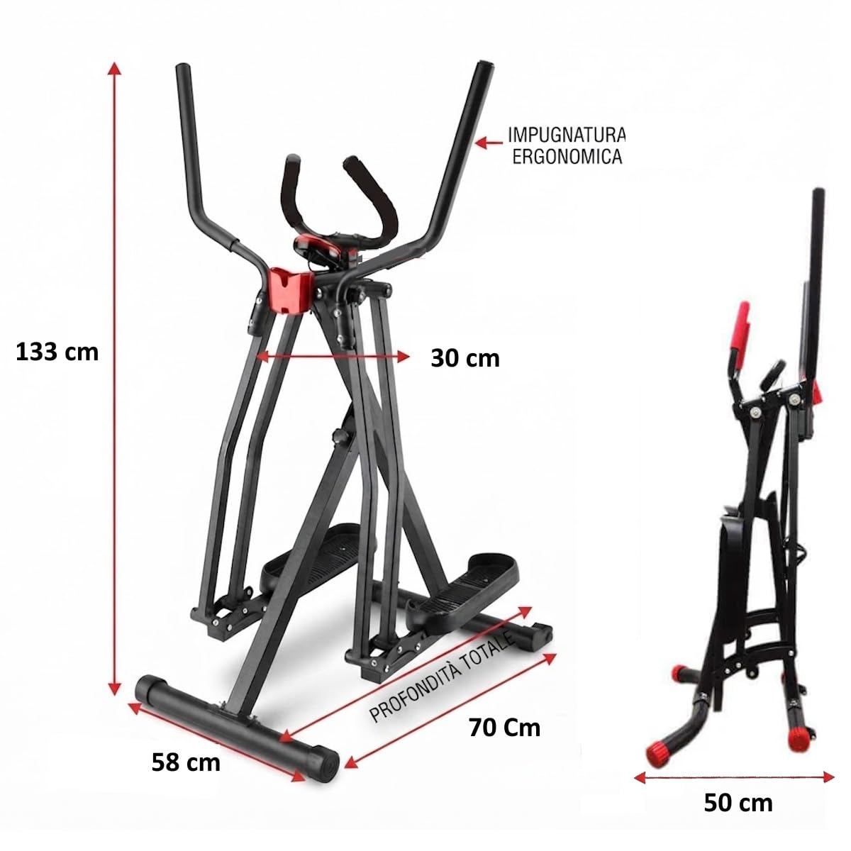 Air Walker Trainer - Ellittica Fitness a Basso Impatto per Allenamento Cardio in Casa, Cyclette Pieghevole con Display LCD, in Acciaio Robusto Attrezzo per Dimagrimento e Tonificazione