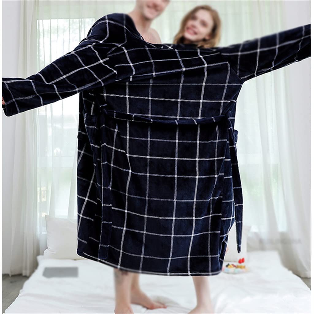 LMMSHA Męski długi, ciepły zimowy flanelowy szlafrok kimono Plus Size piżama dla miłośników kobiet