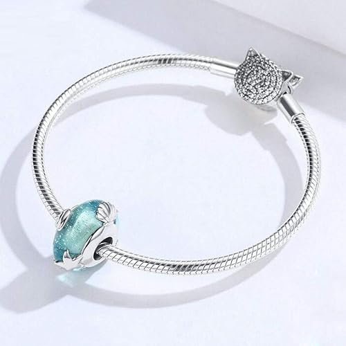 Miniatura 2 de Abalorios de cristal de Murano genuino para pulseras de plata de ley 925 original núcleo azul burbujas rosas abalorios para pulseras Pandora