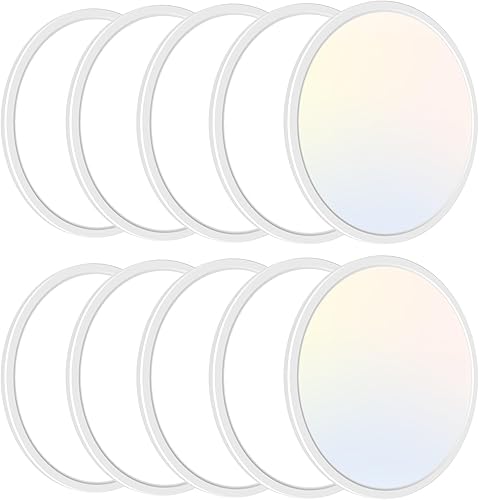 zemty Paquete de 10 luces LED de techo empotradas de 12 pulgadas, súper delgada de 28 W 3200 lm, 3 temperaturas de color en una lámpara de techo de