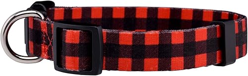 Miniatura 2 de Native Pup Collar de perro a cuadros, leñador rojo, tartán, azul, rosa, ajustable para perros grandes y pequeños (rojo, grande)