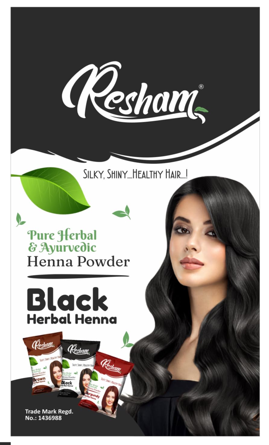 generic Resham Black Herbal Henna Powder, Pure Herbal and Ayurvedic Hair Colour, Natural Black pack of 12-picture-33