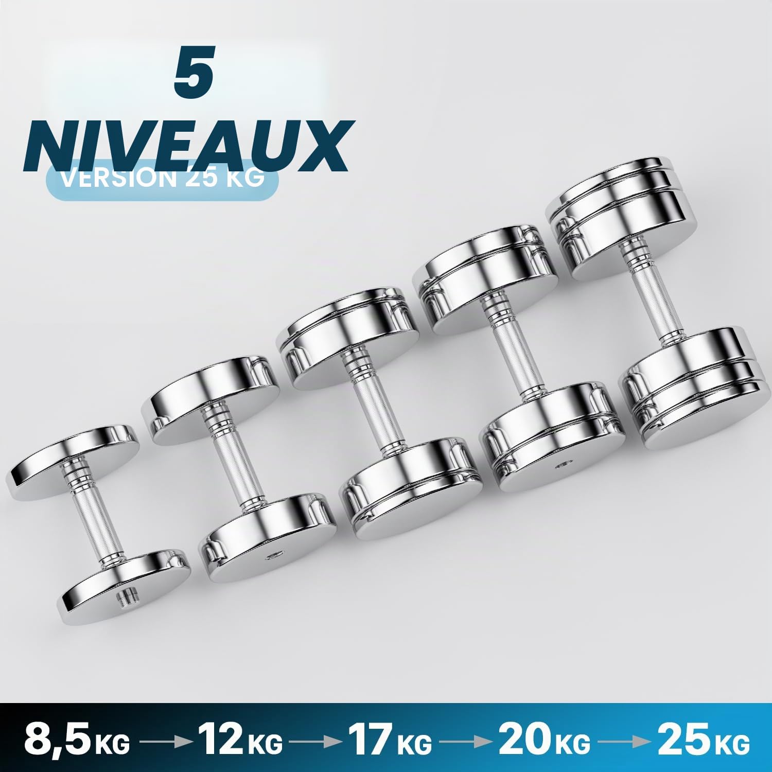 Northdeer Lot de 2 poignées moletées en acier avec filetage intérieur – Barre d'haltères courte 2.0 Accessoires