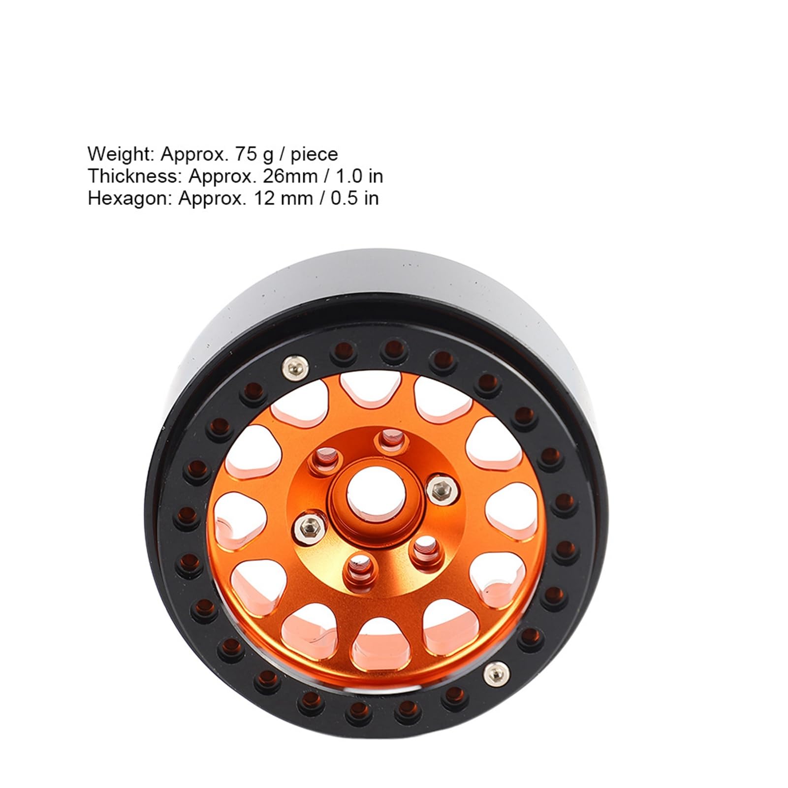 KUIDAMOS Juego de Llantas de Aleación de Metal 1:10 RC Crawler Car para Axial SCX10 / SCX10II / 90046, Negro y Plateado, Fácil Instalación, Adecuado para Excavadoras de Orugas RC 1:10 (Oro Negro)