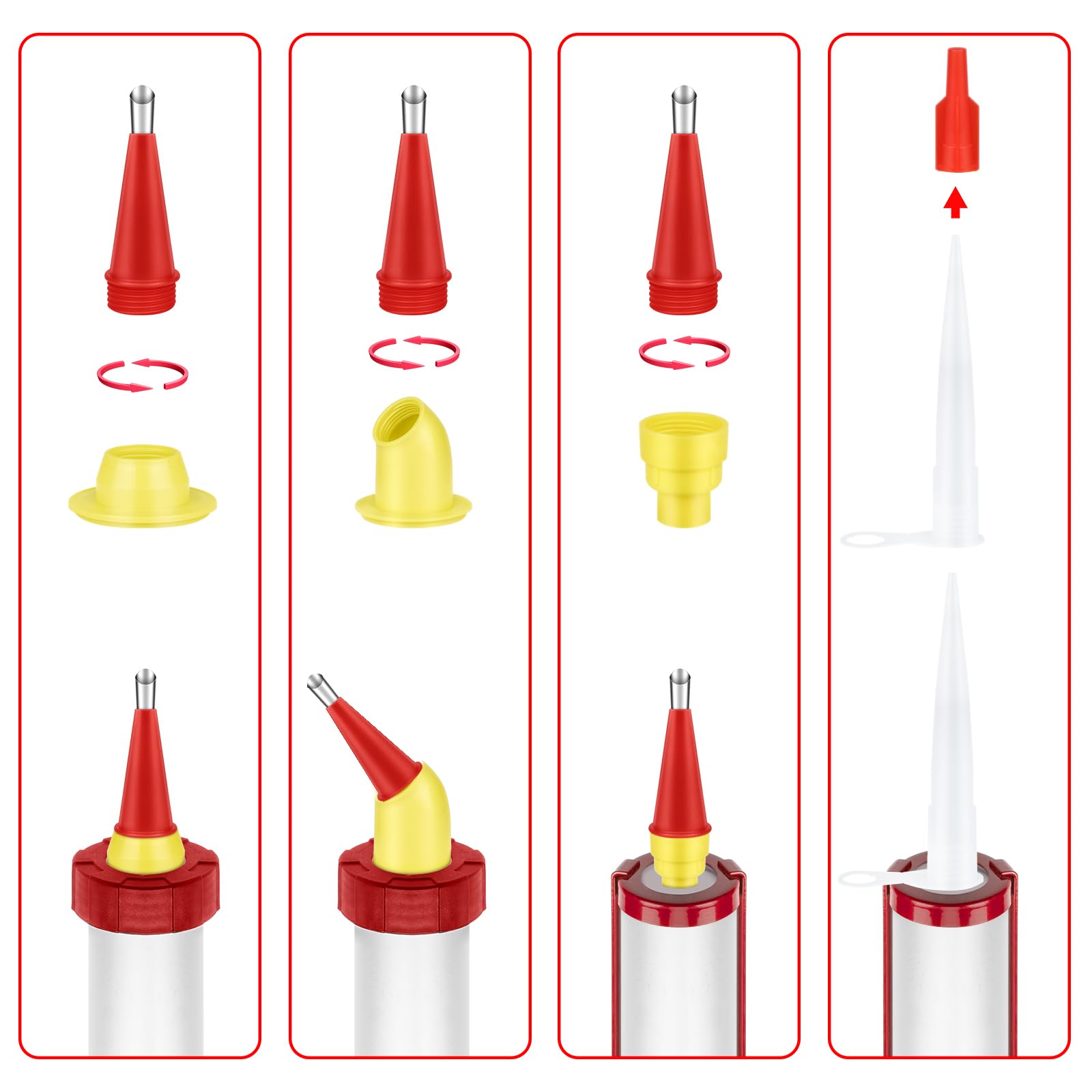 Baluue Dichtungswerkzeug-Set – 14 Dichtungsspitzen Aus Edelstahl + 5 Verbindungsstücke Für Gleichmäßiges Verfugen, Präzise & Langlebig Für Heimwerker